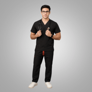 BLACK MENS SCRUBS VISCOSE FABRIC